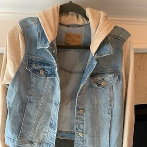 Hollister Denim Casual Women’s hooded blue and beige jacket